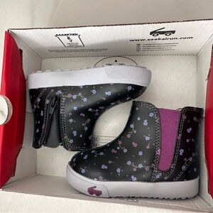 See Kai Run Black and Purple Floral Kids Boots